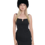 Fascia in eco pelliccia di volpe con fodera vellutino nero con elastico regolabile