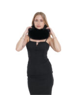 Fascia in pelliccia di volpe con fodera vellutino nero con elastico regolabile