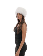 Fascia in eco pelliccia di volpe con fodera vellutino bianco con elastico regolabile