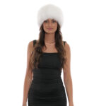 Fascia in eco pelliccia di volpe con fodera vellutino bianco con elastico regolabile