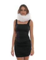 Fascia in pelliccia di volpe con fodera vellutino bianco con elastico regolabile