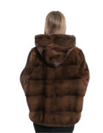 Jackets 46 Sleeves Full Leather Dark Gold Horizontal Hood Mink Fur Drawstring - Image 6