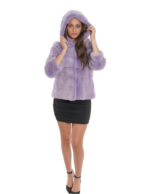 Jacket Hood Lavender Gradient Mink Fur 44 Drawstring Waist and Long Sleeve Hood - Image 5
