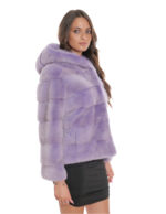 Jacket Hood Lavender Gradient Mink Fur 44 Drawstring Waist and Long Sleeve Hood - Image 4