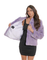 Jacket Hood Lavender Gradient Mink Fur 44 Drawstring Waist and Long Sleeve Hood - Image 7