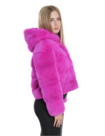 Jacket hood fuchsia bright mink fur 42 three-quarter sleeve closure hooks - Image 4