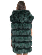 Fox vest with hood 60 fur with black suede leather gold zip closure and sides - Image 6