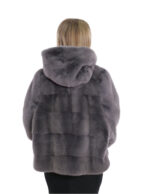 Jackets Grey Horizontal 44/52 Sleeves Full Leather Hood Mink Fur Drawstring - Image 6
