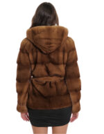 Mink fur jacket 40 gold gold horizontal processing with external fur belt 66 cm - Image 6