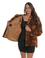 Mink fur jacket 40 gold gold horizontal processing with external fur belt 66 cm - Image 7