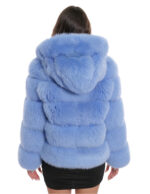 64 cm long jacket 46 cm fox fur blue horizontal workmanship with long sleeves and hood - Image 6