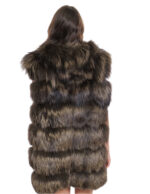 Gilet volpe con cappuccio 60 pelliccia con pelle marrone scamosciata zip oro second life