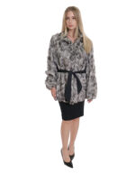 Coat Persian petals pistagna neck 46 elastic wrists belt in black fabric - Image 5