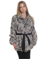 Cappotto petali di persiano collo pistagna 46 elastico polsi cintura in tessuto nero