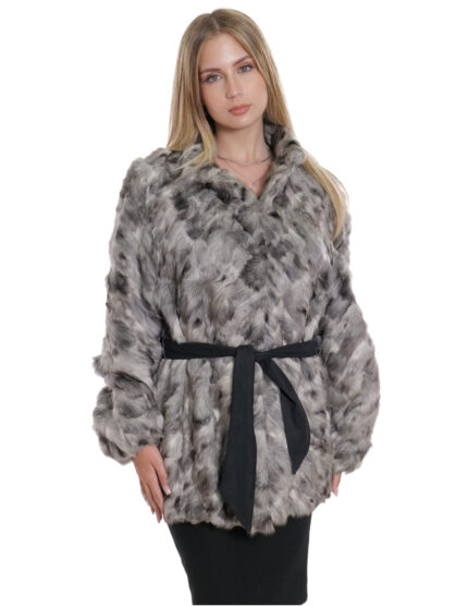 Cappotto petali di persiano collo pistagna 46 elastico polsi cintura in tessuto nero