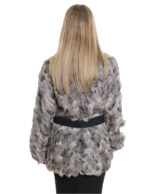 Coat Persian petals pistagna neck 46 elastic wrists belt in black fabric - Image 6