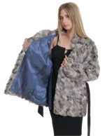 Coat Persian petals pistagna neck 46 elastic wrists belt in black fabric - Image 7