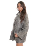 Persian gray coat 52 Italian collar long sleeve mug pockets curly fur - Image 3