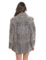 Persian gray coat 52 Italian collar long sleeve mug pockets curly fur - Image 6