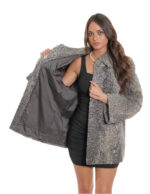 Persian gray coat 52 Italian collar long sleeve mug pockets curly fur - Image 7