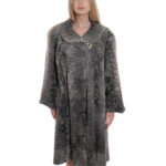 Cappotto a campana persiano grigio 56 collo cratere manica lunga sfumato pelliccia