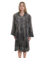 Cappotto a campana persiano grigio 56 collo cratere manica lunga sfumato pelliccia