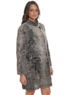 Grey 48 Persian Fur Coat with Pistagna Collar with Button Closure - Image 4