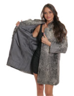 Grey 48 Persian Fur Coat with Pistagna Collar with Button Closure - Image 7