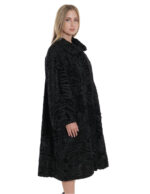Coat 114 cm Persian black fur 54 long sleeve Italian collar with button - Image 4