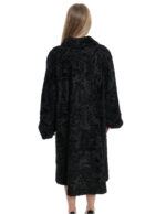 Coat 114 cm Persian black fur 54 long sleeve Italian collar with button - Image 6
