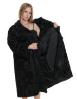 Coat 114 cm Persian black fur 54 long sleeve Italian collar with button - Image 7
