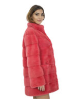 Женская коралловый мех норковые карманы кружка 44 горизонтальный воротник мандарин длинный 86см — изображение 4