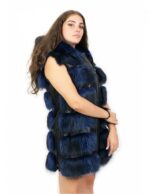 Gilet volpe colore blu 50 chiusura zip cappuccio tasche esterne zip laterali