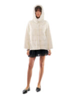 Jackets Optical White Horizontal 44/52 Sleeves Full Leather Hood Mink Fur Drawstring - Image 5