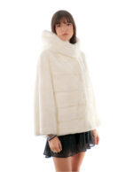 Jackets Optical White Horizontal 44/52 Sleeves Full Leather Hood Mink Fur Drawstring - Image 3