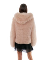 Pink 44 Hooded Threaded Fox Jacket Long Sleeve Closure Hooks - Image 6