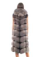 112 cm long vest in silver fox fur blue frost 48 with zip hood and suede - Image 6