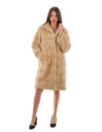 Coat 100 cm 46 collar pistagna palomino mink long horizontal long sleeve fur - Image 5
