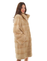 Coat 100 cm 46 collar pistagna palomino mink long horizontal long sleeve fur - Image 3