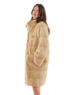 Coat 100 cm 46 collar pistagna palomino mink long horizontal long sleeve fur - Image 4
