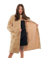 Coat 100 cm 46 collar pistagna palomino mink long horizontal long sleeve fur - Image 7