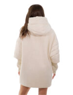 Damen weißer Mantel und Daunenjacke aus 46er Wolle mit Reißverschluss abnehmbare Armstulpen aus Wolle mit Reißverschluss – Bild 6