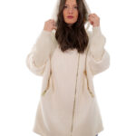 Cappotto bianco 46 lana e piumino donna chiusura zip manicotti lana staccabili con cerniera