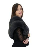 Stola in volpe di groenlandia grigio a due fasce con passante interno per chiusura