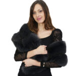 Two-band grey Greenland fox stole with internal loop for closure