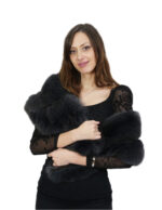 Stola in volpe di groenlandia grigio a due fasce con passante interno per chiusura