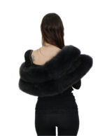 Stola in volpe di groenlandia grigio a due fasce con passante interno per chiusura