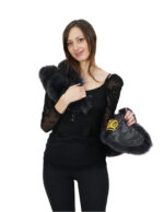 Stola in volpe di groenlandia grigio a due fasce con passante interno per chiusura