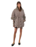 Серый пуховик 52 с рукавами и шерстяными рукавами из технической ткани мех рекса — изображение 5