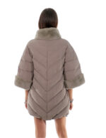 Серый пуховик 52 с рукавами и шерстяными рукавами из технической ткани мех рекса — изображение 6